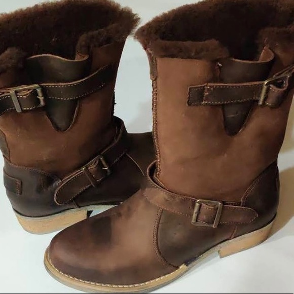 Brown Leather boots boho rustic boots shearling lined boots antiqued leather - Picture 5 of 12